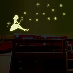 Dandelion Girl luminous Stickers Living Room Bedroom Decoration Wall Stickers Muursticker Kinderkamer