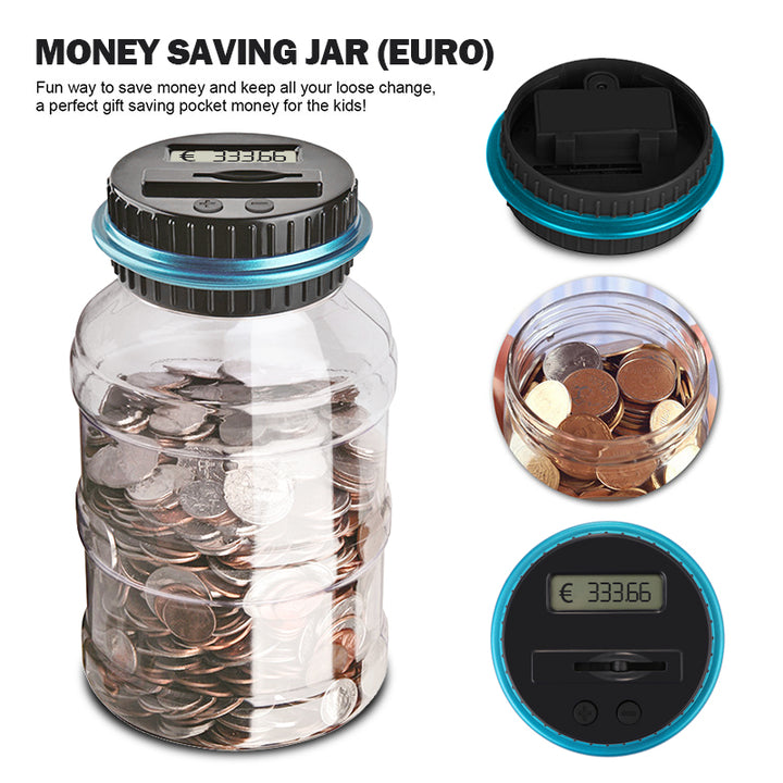 1.8L Piggy Bank Counter Coin Electronic Digital LCD Counting Coin Money Saving Box Coins Storage Box For USD/EURO/GBP