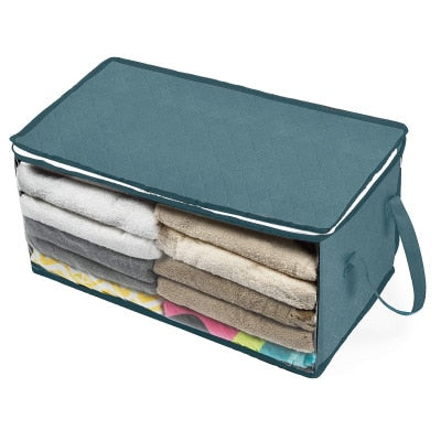 Foldable Comforter Storage Bag Household Clothing Storage Box Dustproof Non-woven Quilt Storage Bra Socks Wardrobe Organizer