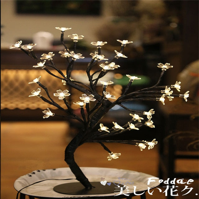 LED Cherry Blossom Crystal Star Desk Top Bonsai Tree Light Branches Festival Party Decor Romantic Wedding Decoration Home Decor