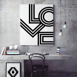 LOVE Wall Art Minimalist Print Geometric Love Poster Modern Canvas Art Painting Wall Pictures For Bedroom Decor No Frame